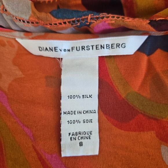 Diane von Furstenberg Ezmeralda Silk Blouse Emellished Layered Floral Women 8 - Picture 11 of 14
